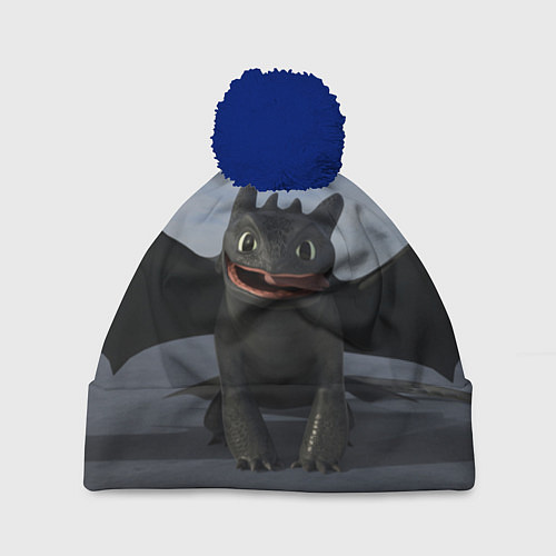 Шапка c помпоном Фурия улыбается / 3D-Тёмно-синий – фото 1