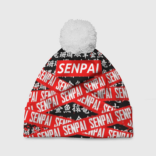 Шапка c помпоном SENPAI / 3D-Белый – фото 1