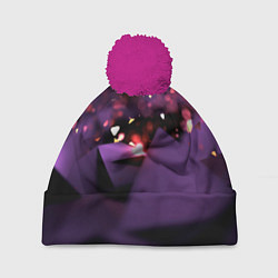 Шапка c помпоном Фиолетовая абстракция с блестками