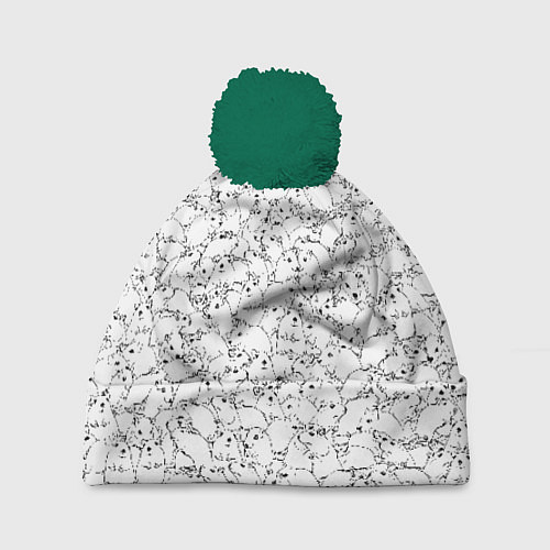 Шапка c помпоном Белые мыши / 3D-Зеленый – фото 1