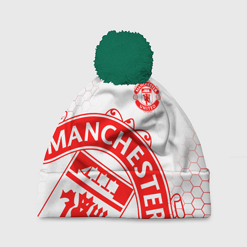 Шапка c помпоном Манчестер Юнайтед white / 3D-Зеленый – фото 1