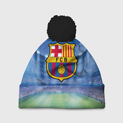 Шапка с помпоном FC Barcelona, цвет: 3D-черный