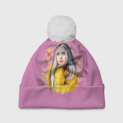 Шапка с помпоном Billie Eilish Pink Art, цвет: 3D-белый