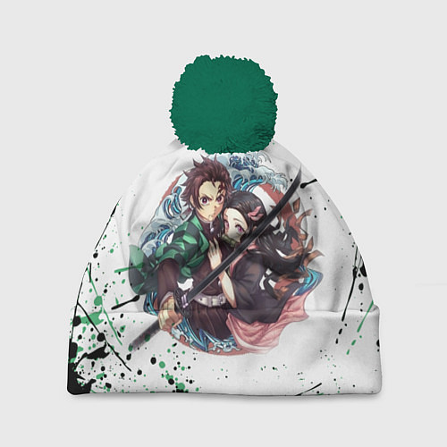 Шапка c помпоном KIMETSU NO YAIBA / 3D-Зеленый – фото 1