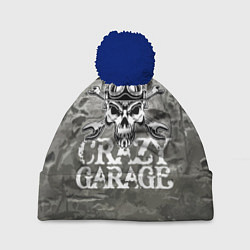 Шапка с помпоном Crazy garage, цвет: 3D-тёмно-синий