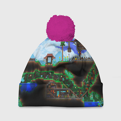Шапка c помпоном TERRARIA / 3D-Малиновый – фото 1