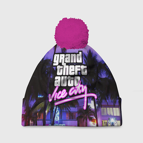 Шапка c помпоном Grand Theft Auto Vice City / 3D-Малиновый – фото 1