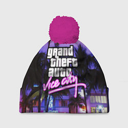 Шапка с помпоном Grand Theft Auto Vice City, цвет: 3D-малиновый