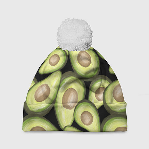 Шапка c помпоном Avocado background / 3D-Белый – фото 1