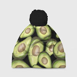 Шапка с помпоном Avocado background, цвет: 3D-черный