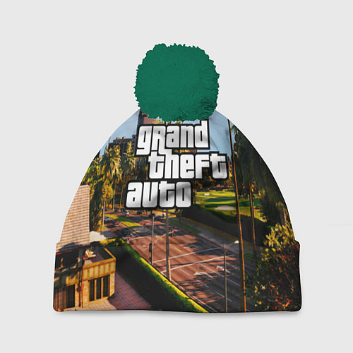 Шапка c помпоном Grand Theft Auto / 3D-Зеленый – фото 1