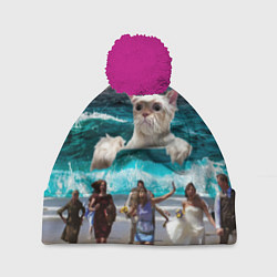 Шапка с помпоном Морской Кошак, цвет: 3D-малиновый