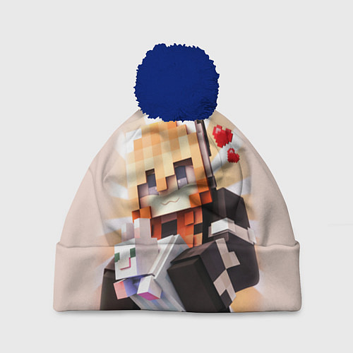 Шапка c помпоном MINECRAFT / 3D-Тёмно-синий – фото 1
