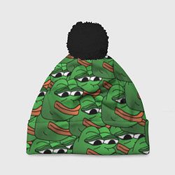 Шапка c помпоном Pepe The Frog