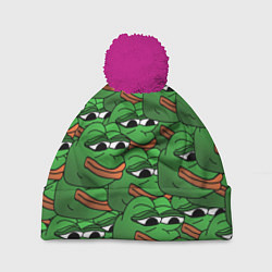 Шапка с помпоном Pepe The Frog, цвет: 3D-малиновый
