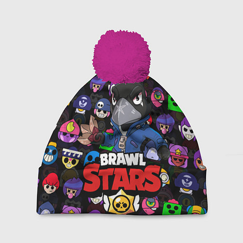 Шапка c помпоном BRAWL STARS CROW / 3D-Малиновый – фото 1