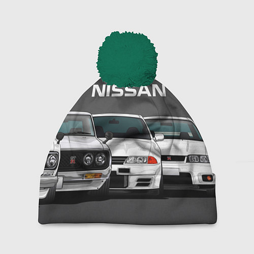 Шапка c помпоном NISSAN / 3D-Зеленый – фото 1