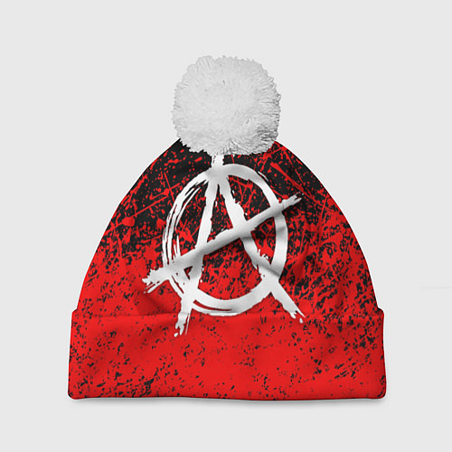 Шапка c помпоном АНАРХИЯ / 3D-Белый – фото 1