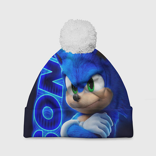 Шапка c помпоном SONIC / 3D-Белый – фото 1