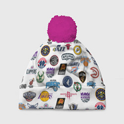 Шапка с помпоном NBA Pattern, цвет: 3D-малиновый