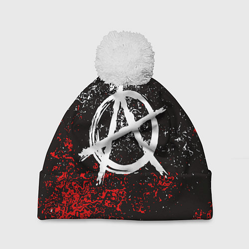 Шапка c помпоном АНАРХИЯ / 3D-Белый – фото 1