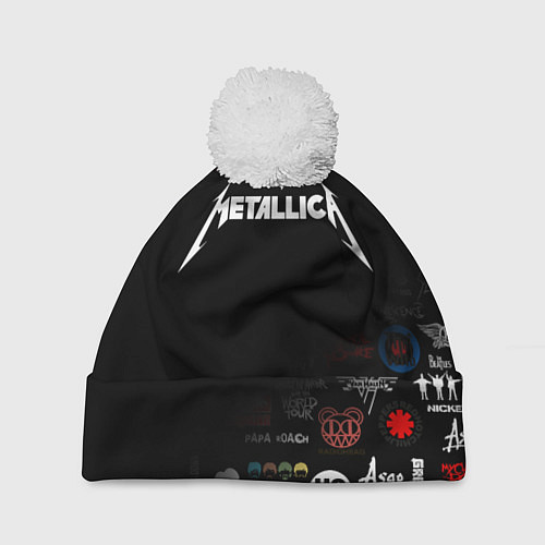 Шапка c помпоном Metallica / 3D-Белый – фото 1