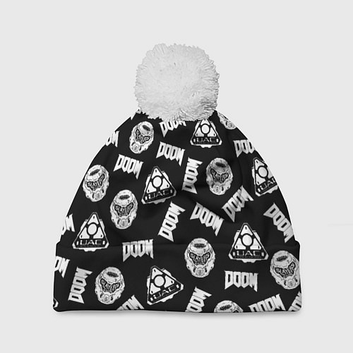 Шапка c помпоном Doom Eternal / 3D-Белый – фото 1