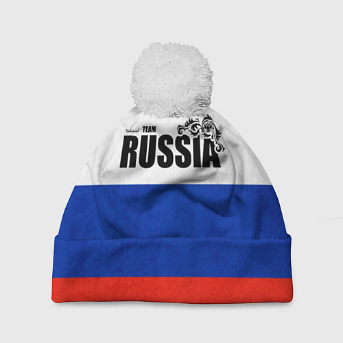 Шапка c помпоном Russia / 3D-Белый – фото 1