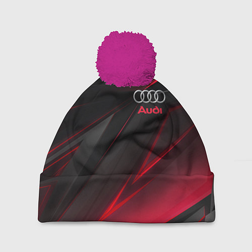 Шапка c помпоном AUDI / 3D-Малиновый – фото 1