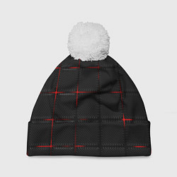 Шапка с помпоном 3D Плиты Red & Black, цвет: 3D-белый