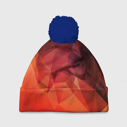 Шапка c помпоном Polygon orange / 3D-Тёмно-синий – фото 1