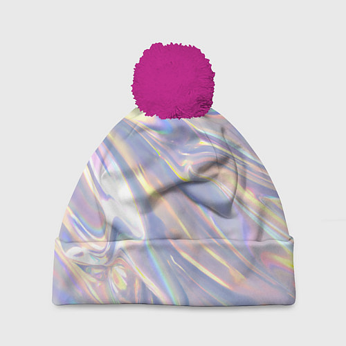 Шапка c помпоном Фольга / 3D-Малиновый – фото 1