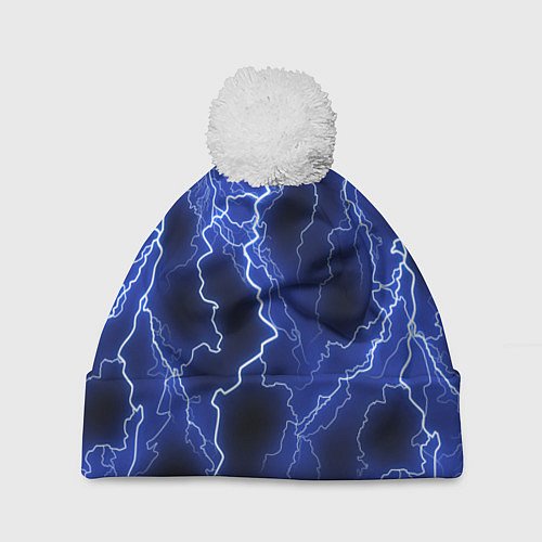 Шапка c помпоном МОЛНИЯ NEON / 3D-Белый – фото 1