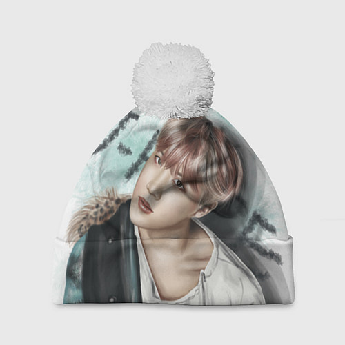 Шапка c помпоном BTS / 3D-Белый – фото 1