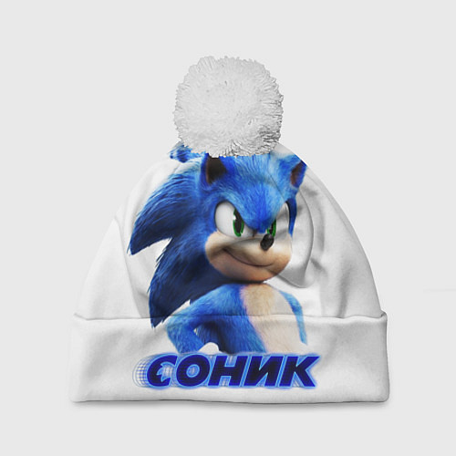 Шапка c помпоном SONIC / 3D-Белый – фото 1