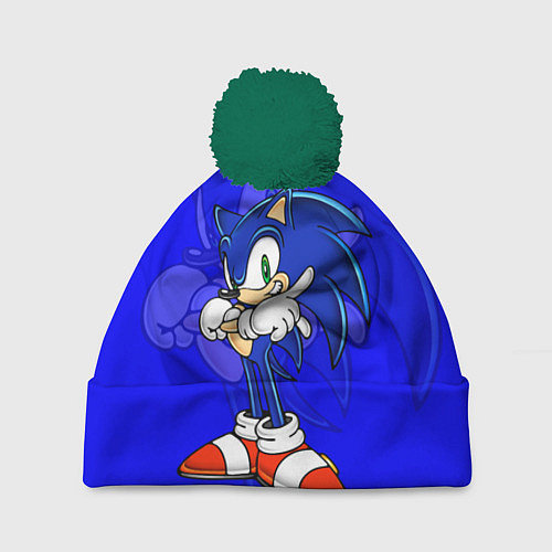 Шапка c помпоном SONIC / 3D-Зеленый – фото 1