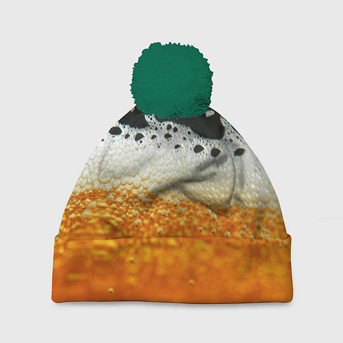 Шапка c помпоном ТЕМНОЕ ПИВО / 3D-Зеленый – фото 1