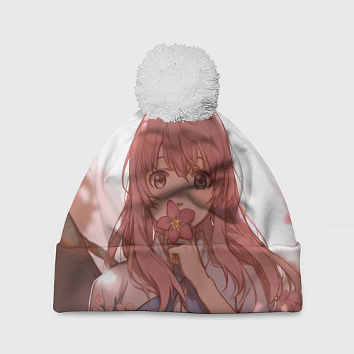 Шапка c помпоном Koe no Katachi / 3D-Белый – фото 1