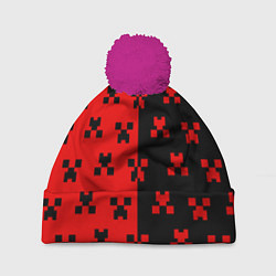 Шапка с помпоном MINECRAFT CREEPER, цвет: 3D-малиновый