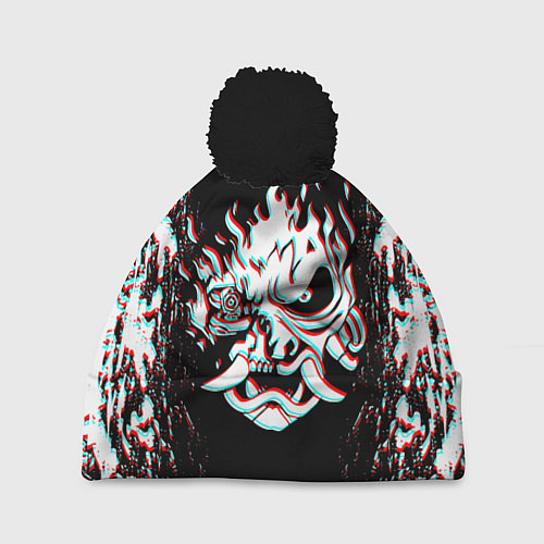 Шапка c помпоном CYBERPUNK 2077 SAMURAI GLITCH / 3D-Черный – фото 1