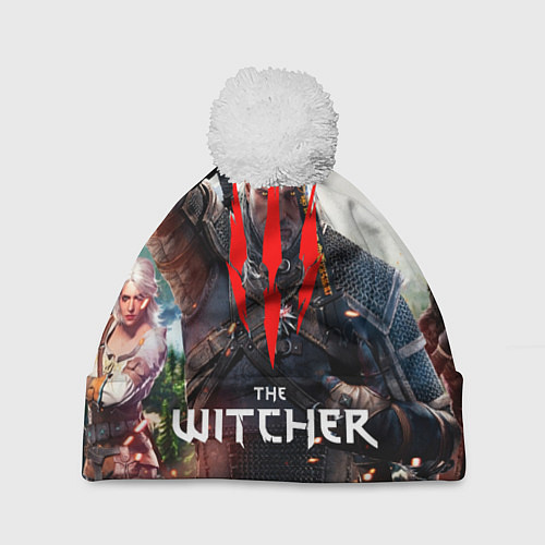 Шапка c помпоном The Witcher / 3D-Белый – фото 1