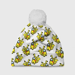 Шапка с помпоном Among us Pikachu, цвет: 3D-белый
