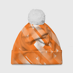 Шапка с помпоном Оранжевый градиент, цвет: 3D-белый
