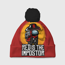 Шапка с помпоном Red Is The Impostor, цвет: 3D-черный