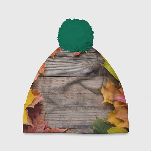 Шапка c помпоном Осенний Забор / 3D-Зеленый – фото 1