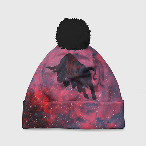 Шапка c помпоном Бык / 3D-Черный – фото 1