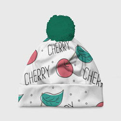 Шапка с помпоном Вишенки Cherry, цвет: 3D-зеленый