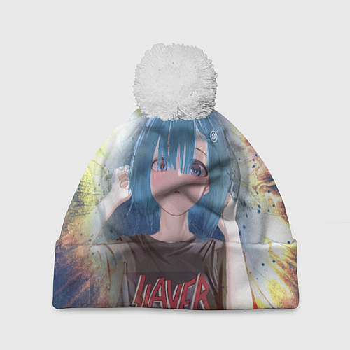 Шапка c помпоном Rem Slayer / 3D-Белый – фото 1