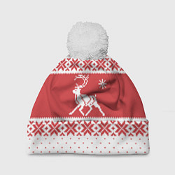 Шапка с помпоном Северный Олень, цвет: 3D-белый