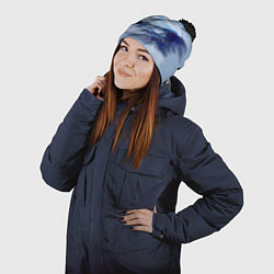 Шапка с помпоном Серо-голубые горы, цвет: 3D-черный — фото 2